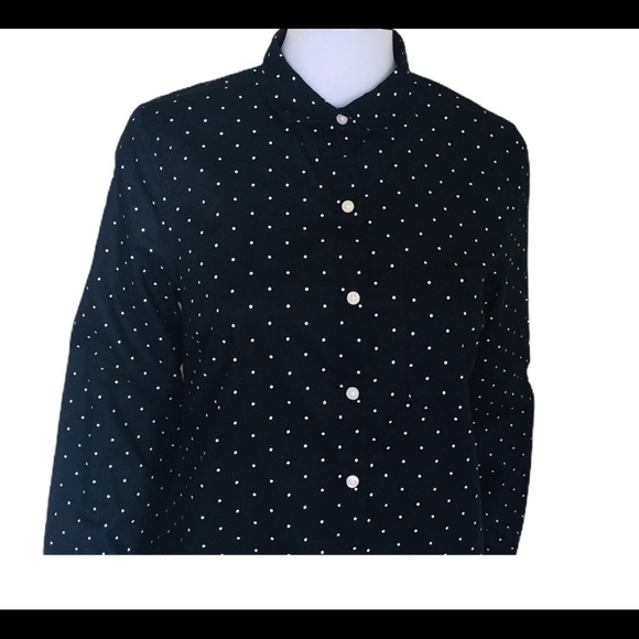 OLD NAVY The Classic Polka Dot Button Down Shirt With Long Sleeves Black Small - Picture 5 of 9